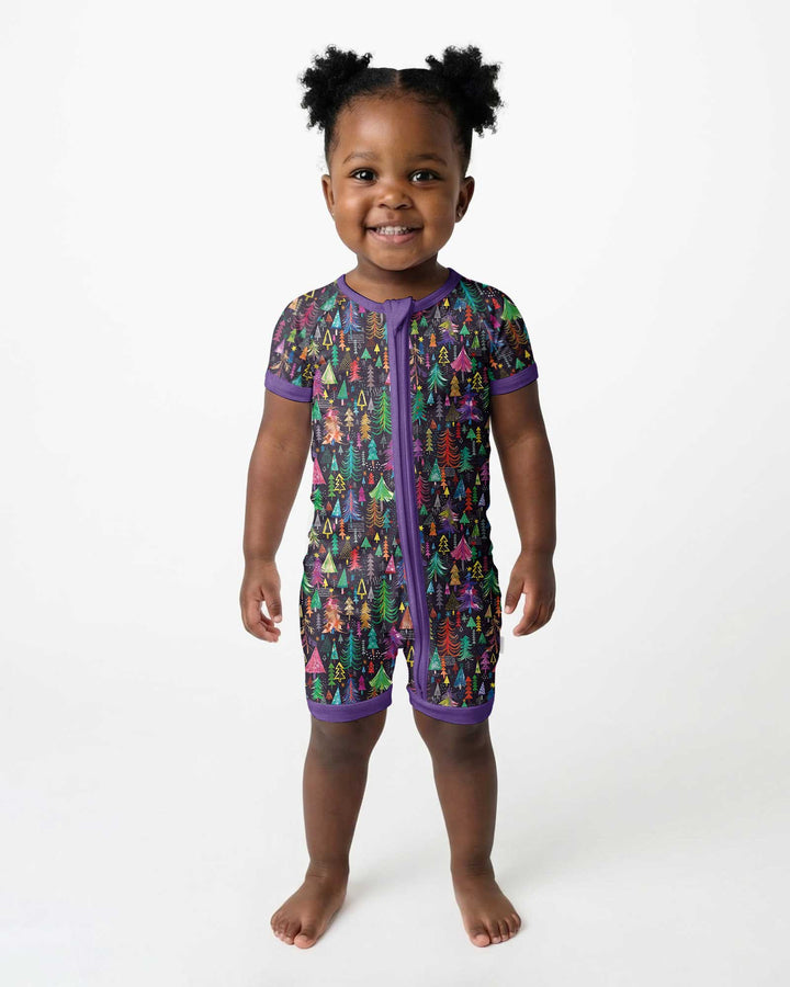 Christmas Holiday Colorful Trees Bamboo Shorty Zippy