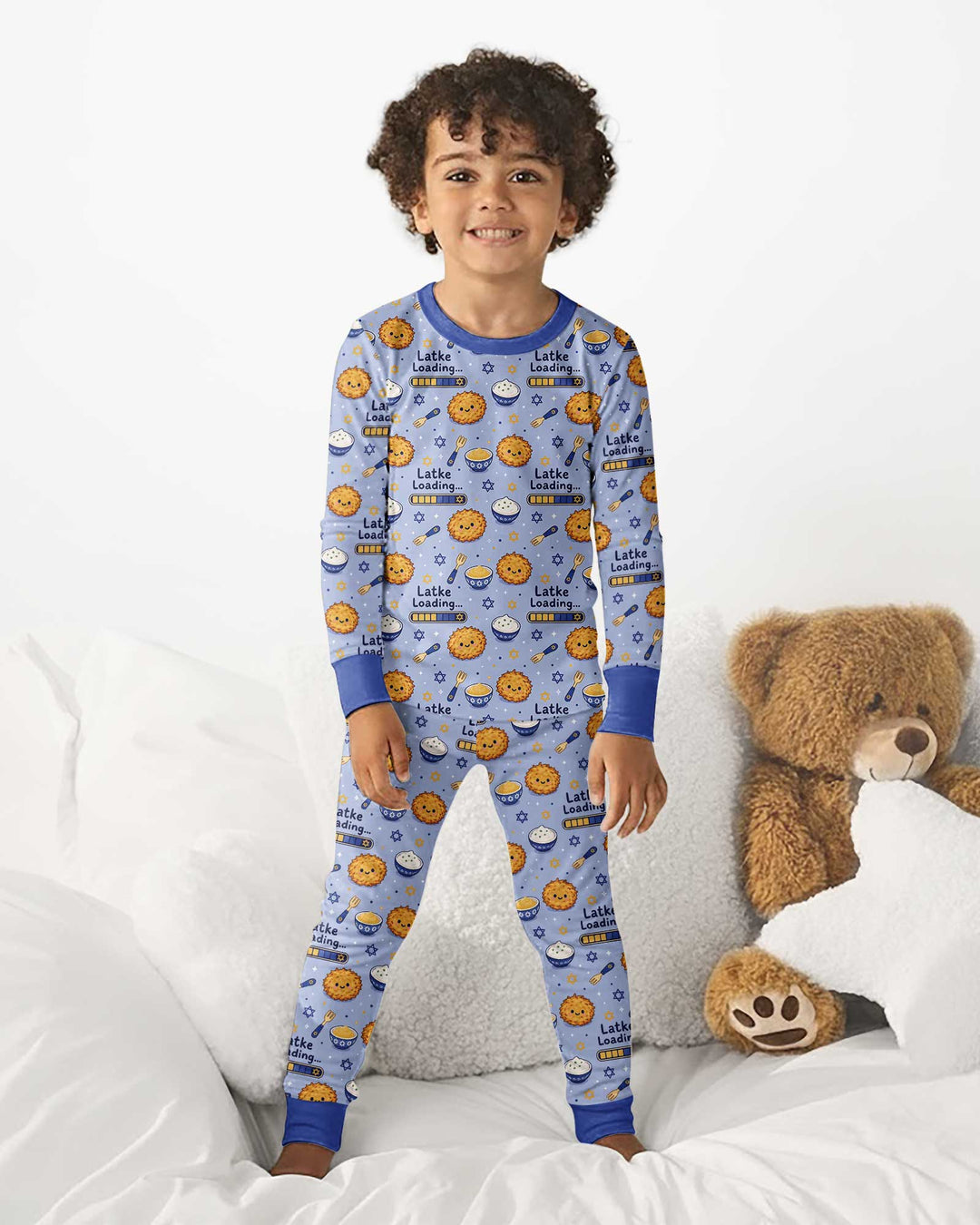 Latke For Hanukkah Bamboo Two Piece Long Sleeve Pajama Set
