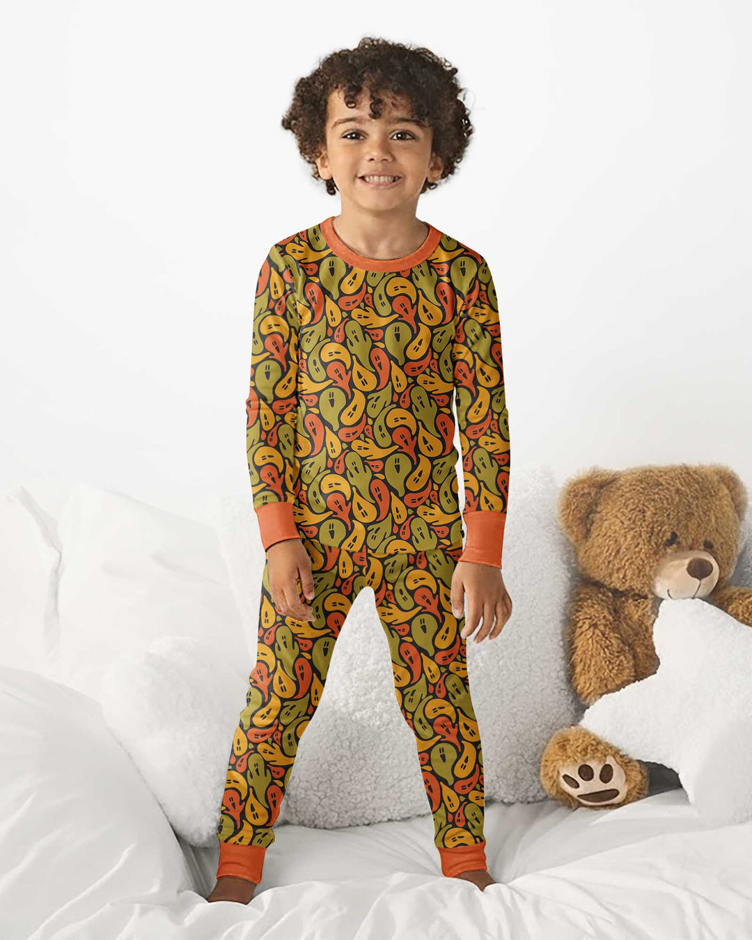 Retro Haunts & Happy Boos Bamboo Two Piece Long Sleeve Pajama Set