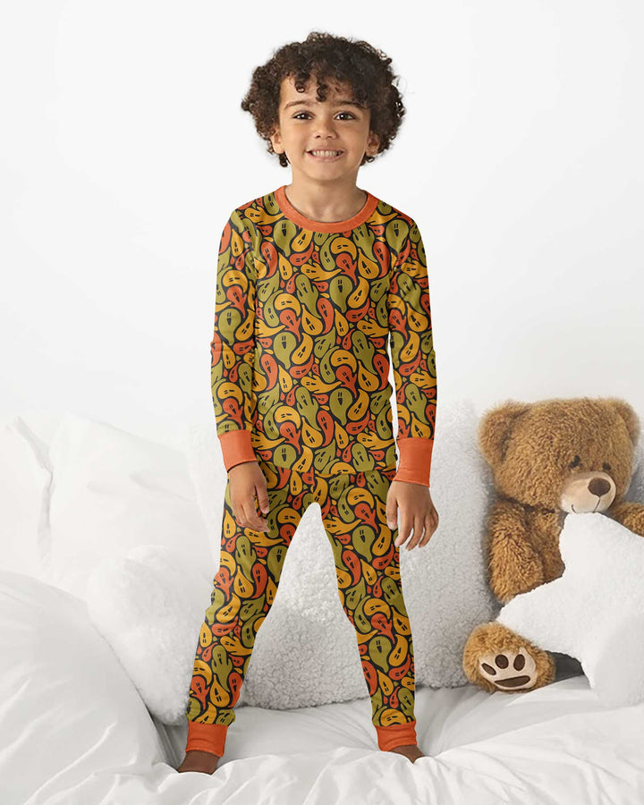 Retro Haunts & Happy Boos Bamboo Two Piece Long Sleeve Pajama Set