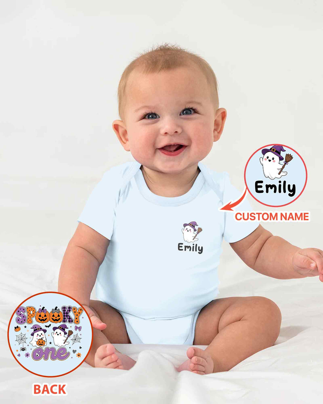 Personalized Spooky One Baby Boo Halloween First Birthday Bamboo Bodysuit