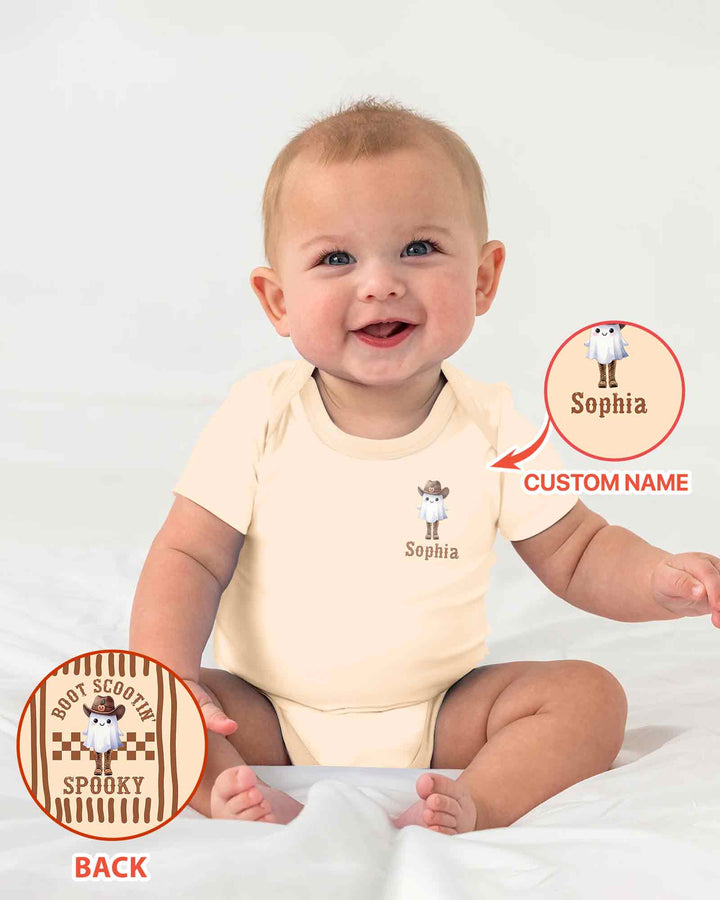 Personalized Scootin Boo Western Halloween Cowboy Bamboo Bodysuit