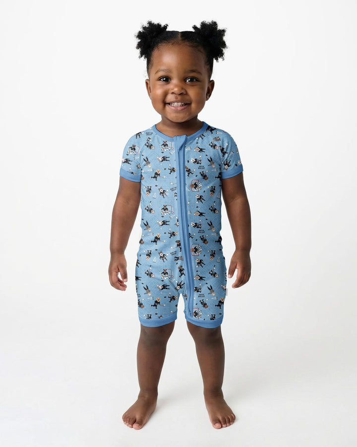 Hockey Dogs - Blue and Black Bamboo Shorty Zippy