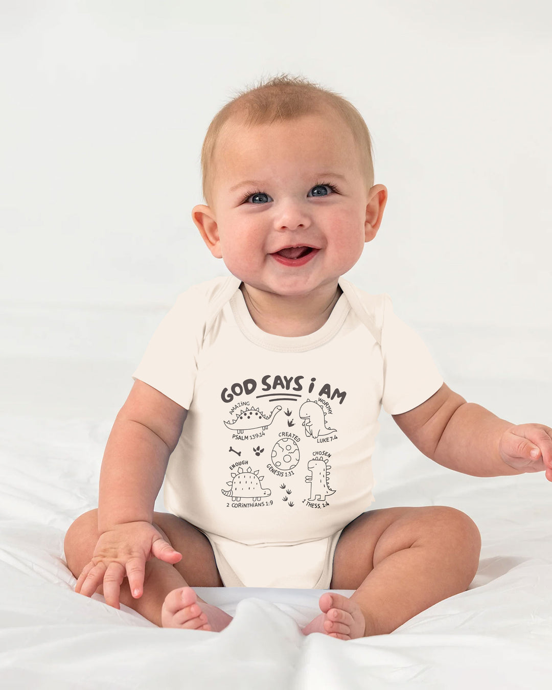 God say i am Dinosaur Bamboo Bodysuit
