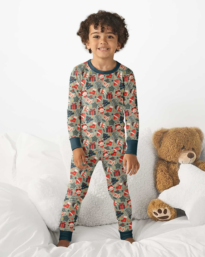 Christmas Ornaments Bamboo Two Piece Long Sleeve Pajama Set