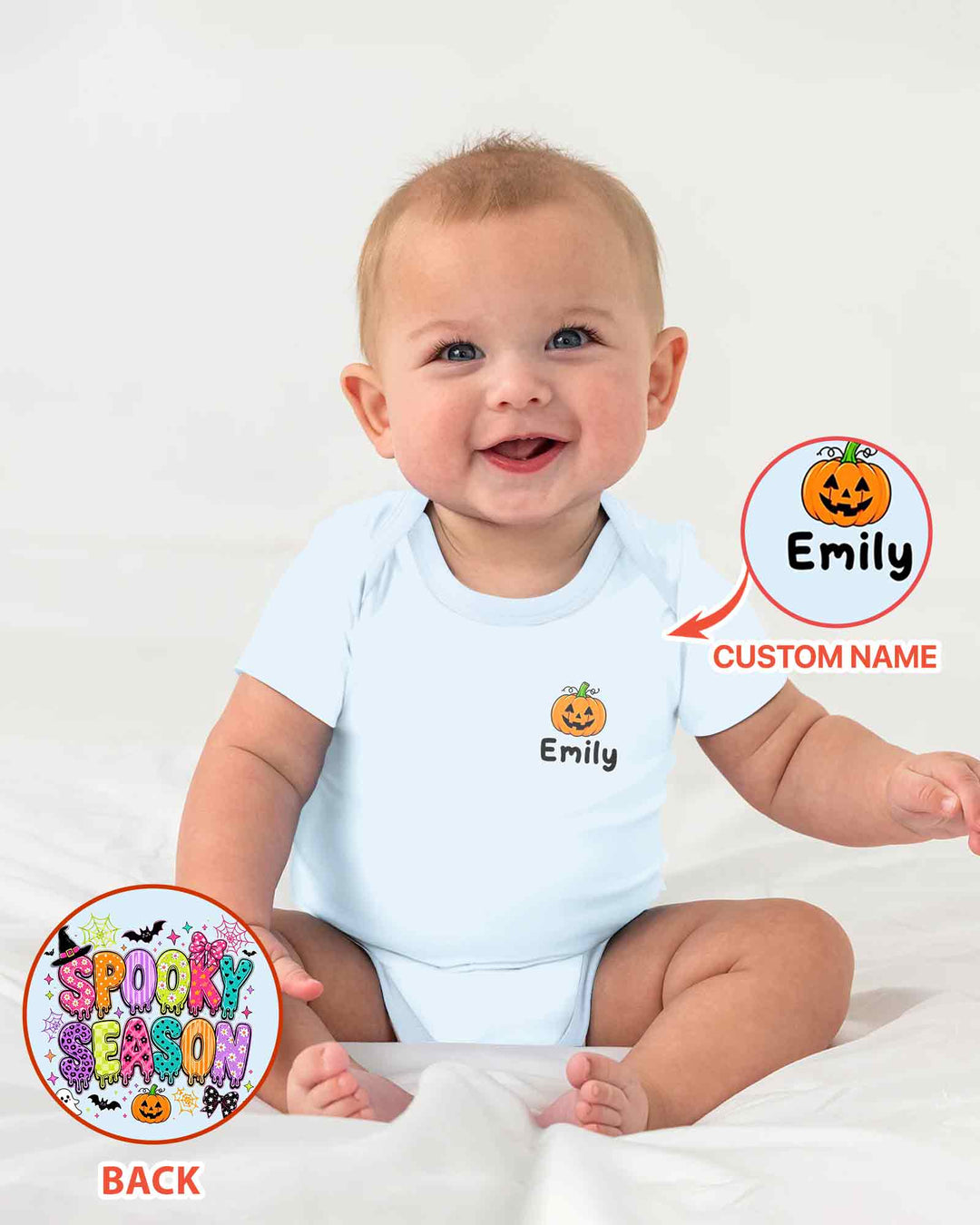 Personalized Spooky Season Pumpkin Ghost Bamboo Bodysuit