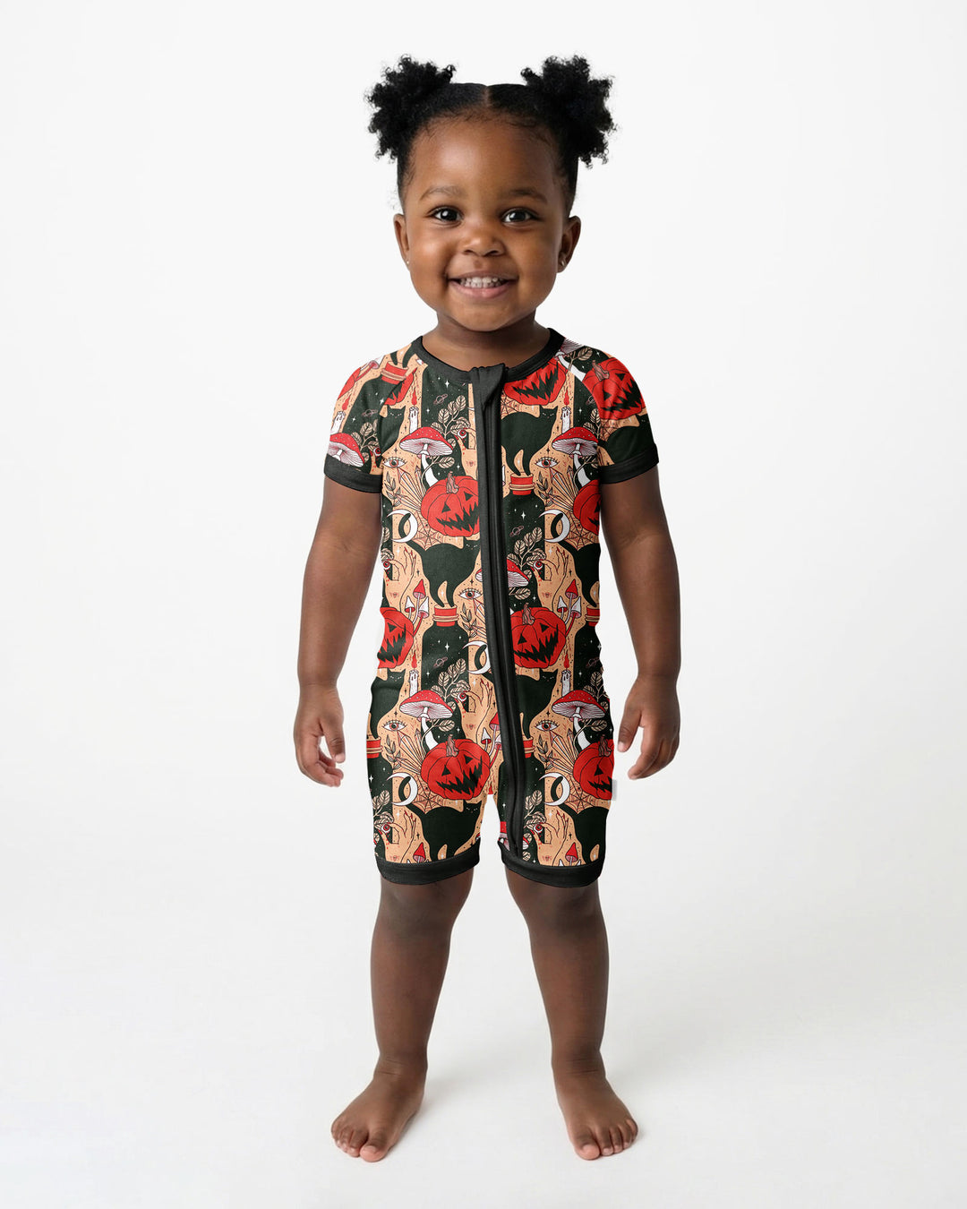 Black Cat And Pumpkin Halloween Bamboo Shorty Zippy