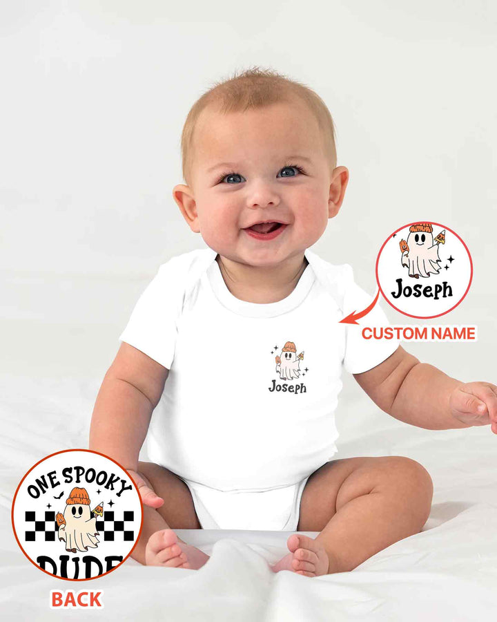Personalized One Spooky Dude Pumpkin Bamboo Bodysuit