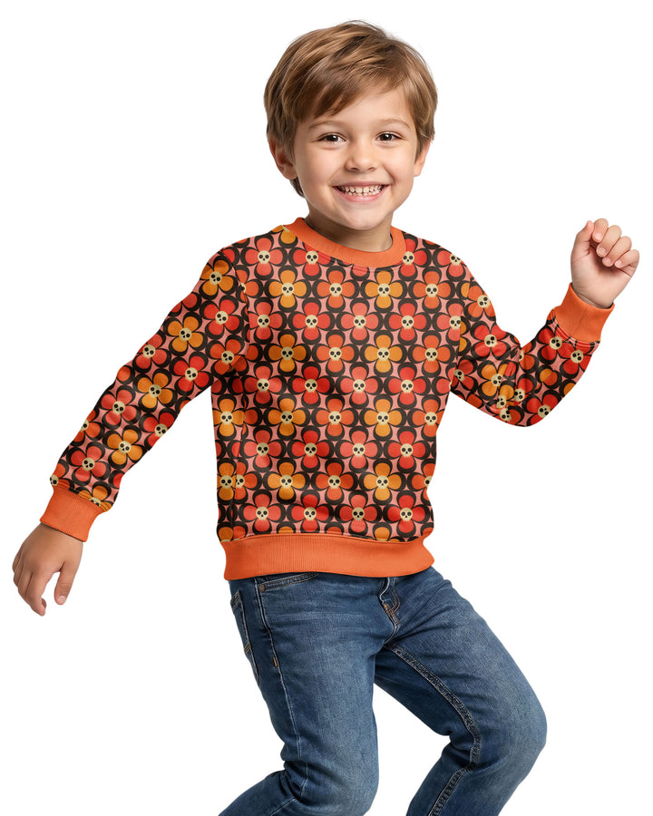Retro Skull Flower Halloween Bamboo Crewneck Sweatshirt