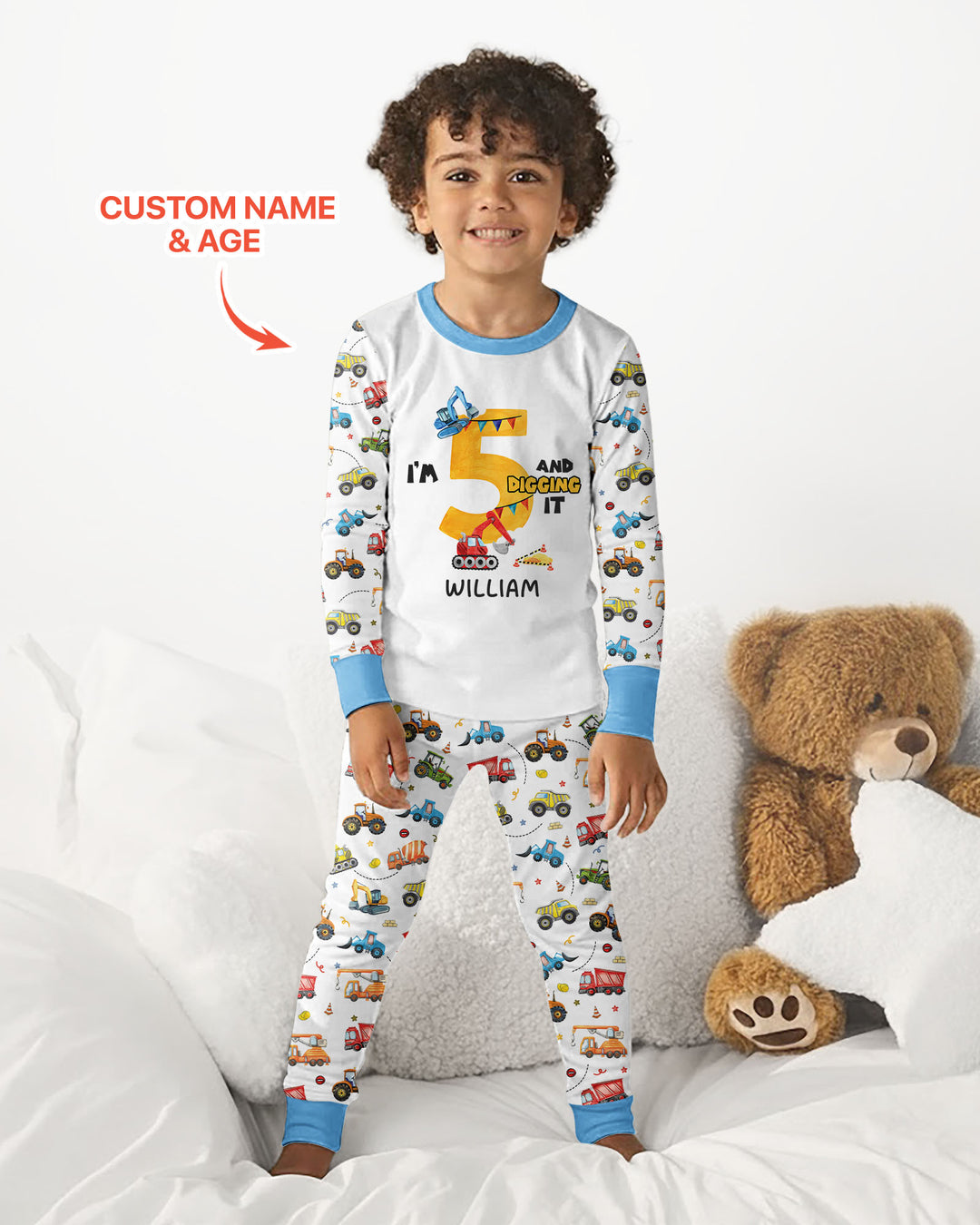 I'm Digging It Birthday - Personalized Name & Age Bamboo Two Piece Long Sleeve Pajama Set