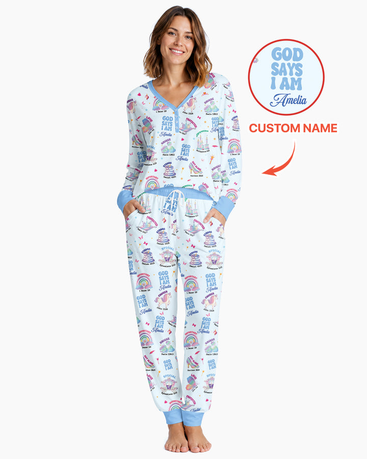 Gott sagt, ich bin Damen-Pyjama-Set