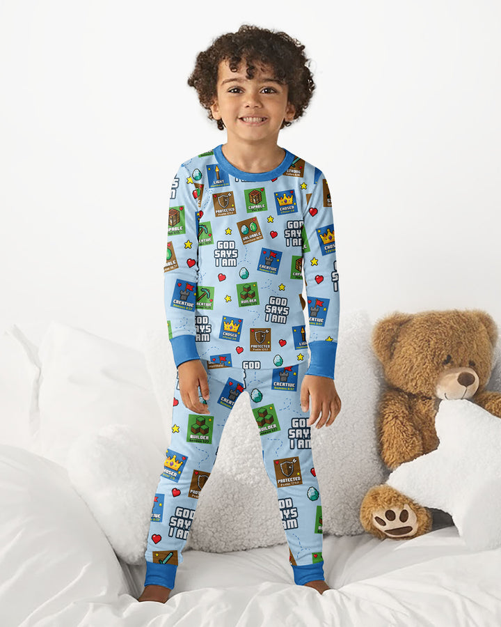 God Says I Am Gamer Bamboo Two Piece Long Sleeve Pajama Set