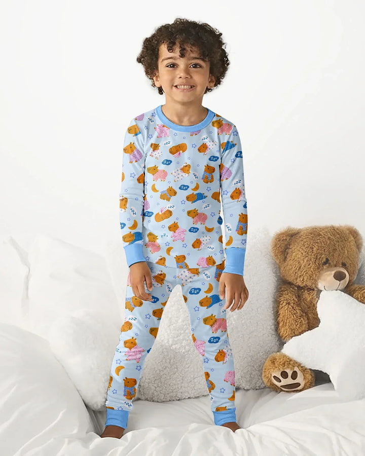 Zweiteiliges Langarm-Pyjama-Set mit Sommerfrüchten