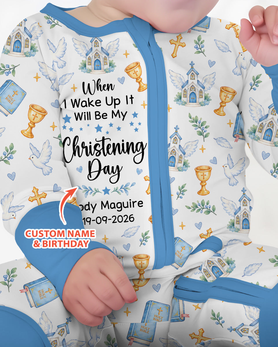 Personalized When I Wake Up It Will Be My Christening Day Bamboo Convertible Zippy
