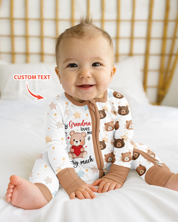Personalized My Grandma Loves Me Beary Much Bamboo Convertible Zippy