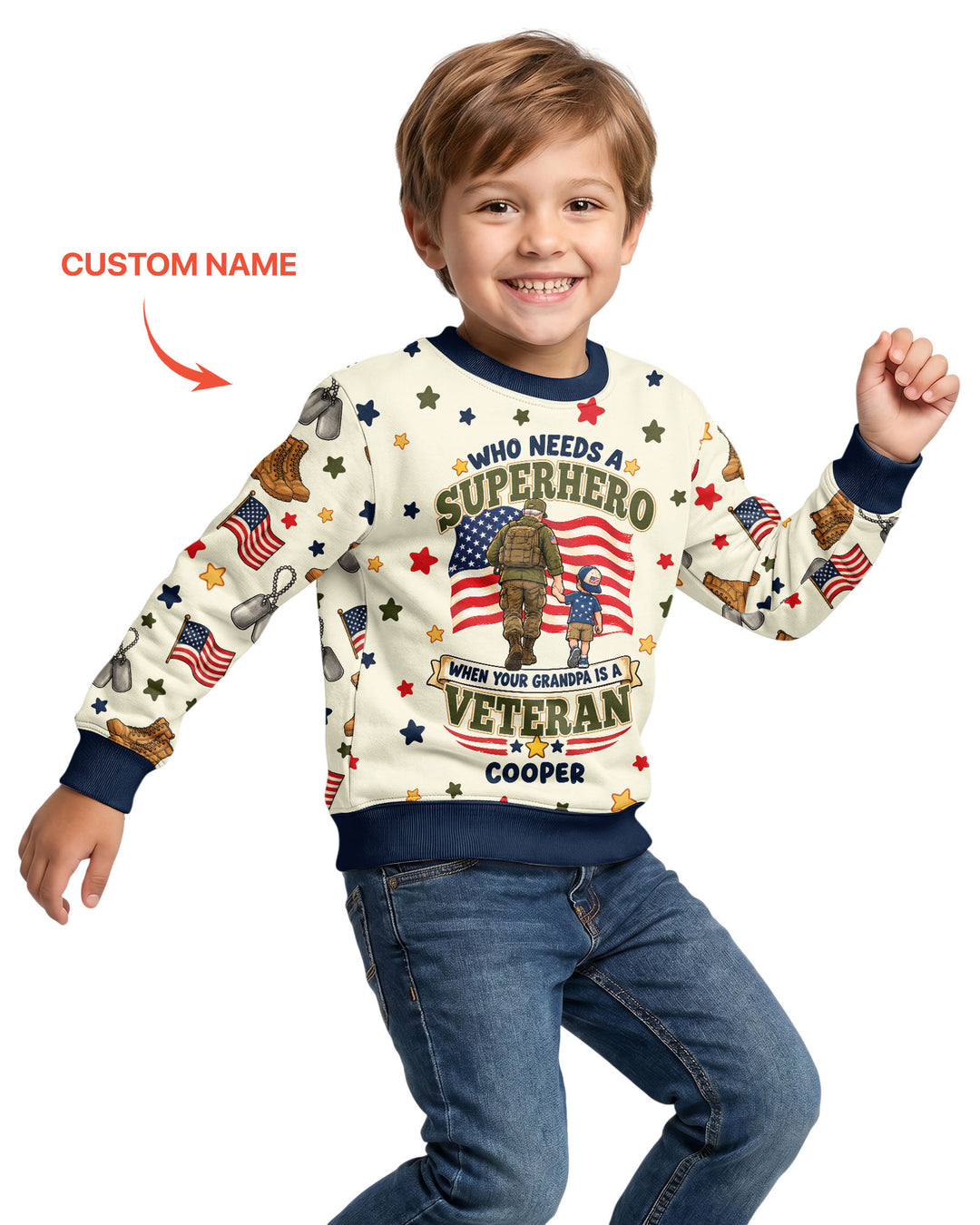 Who Needs Superhero When Your Grandpa Is A Veteran Bamboo Crewneck Sweatshirt