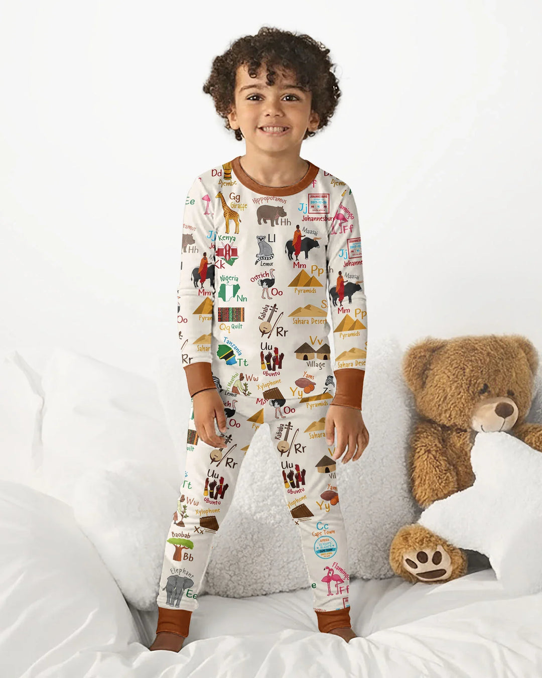 Zweiteiliges Langarm-Pyjama-Set mit Sommerfrüchten