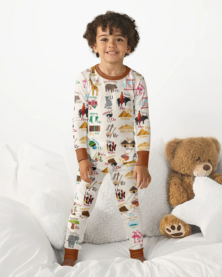 Zweiteiliges Langarm-Pyjama-Set mit Sommerfrüchten