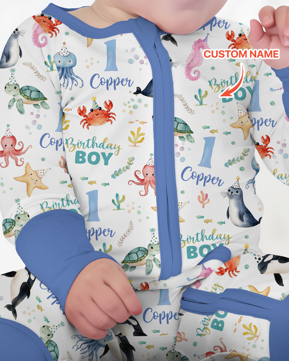 Birthday Under The Sea Custom Name & Age Bamboo Convertible Zippy