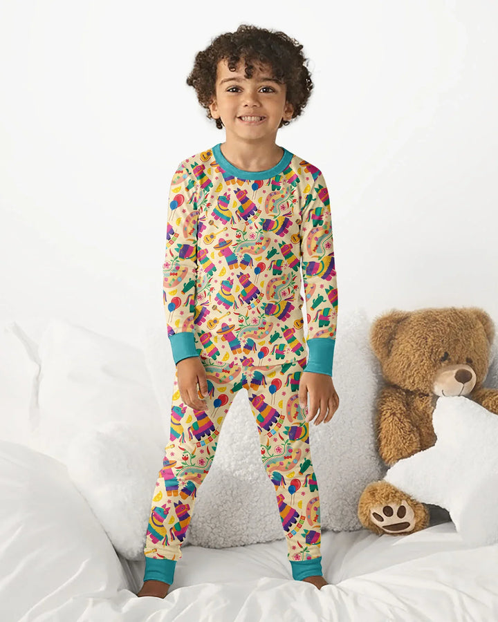 Zweiteiliges Langarm-Pyjama-Set mit Sommerfrüchten