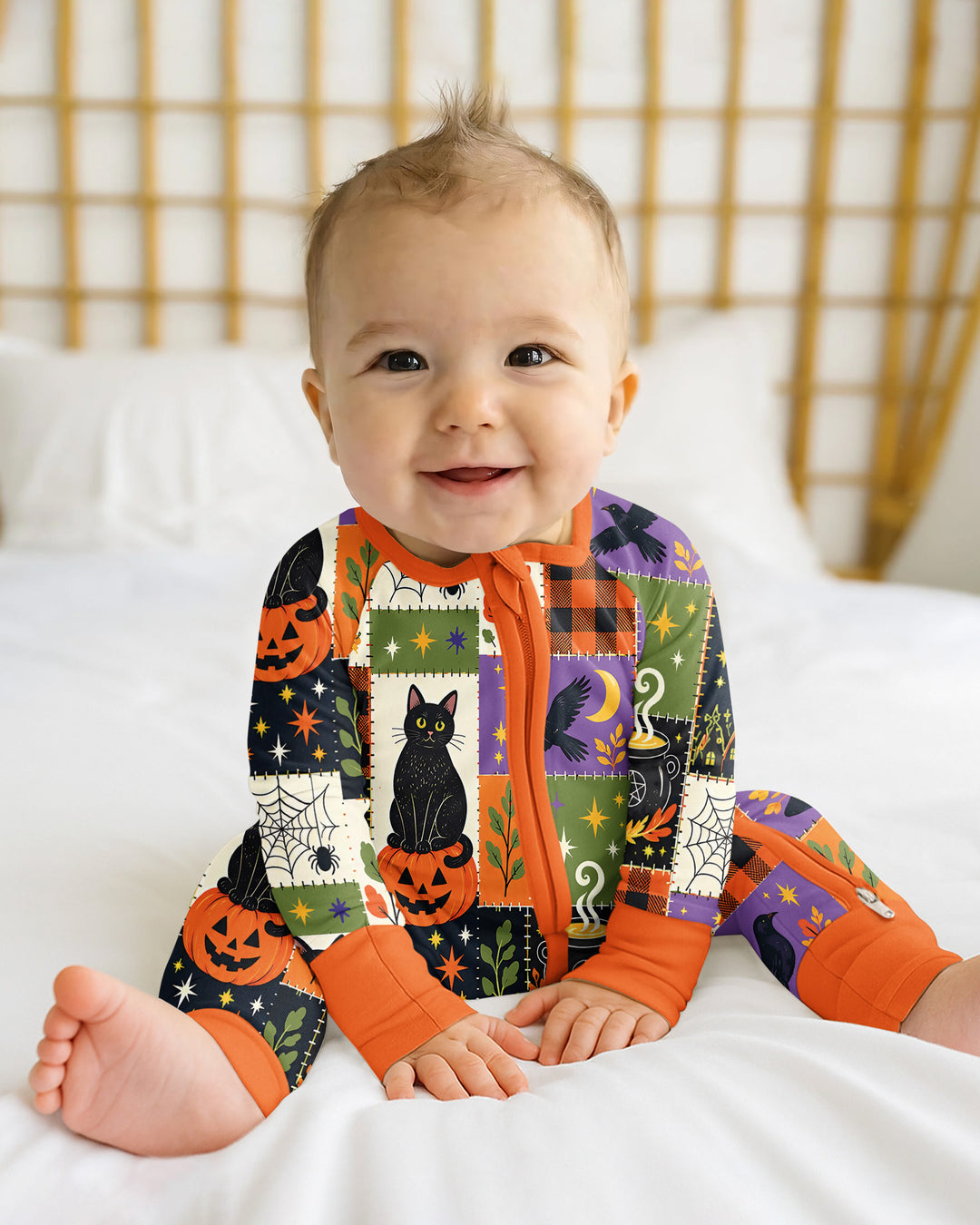Halloween Black Cat Patchwork Bamboo Convertible Zippy