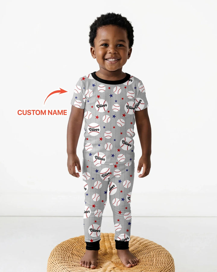 Custom Name Rookie of The Year Matching Bamboo Two Piece Short Sleeve Pajama Set