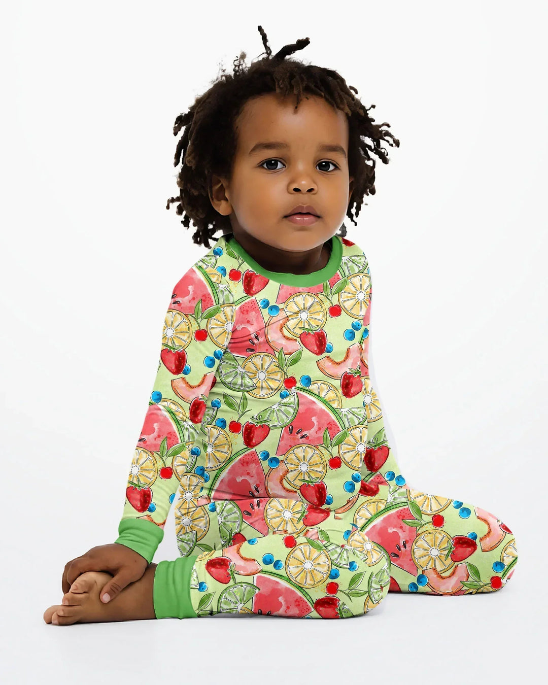 Zweiteiliges Langarm-Pyjama-Set mit Sommerfrüchten
