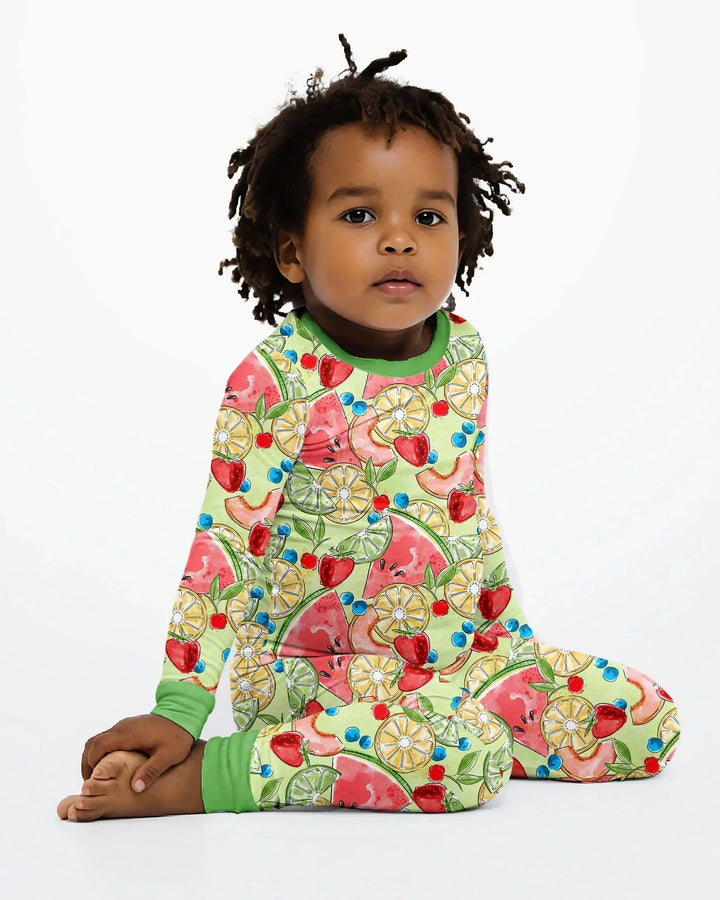 Zweiteiliges Langarm-Pyjama-Set mit Sommerfrüchten
