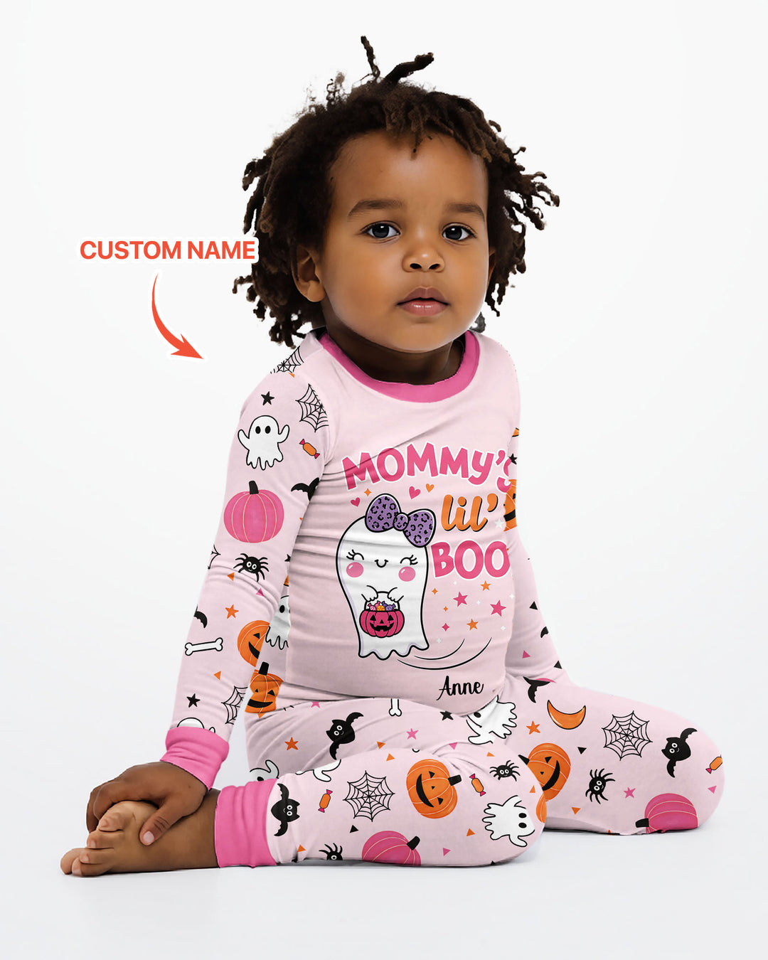 Custom Name Mommy's Lil' Boo Bamboo Two Piece Long Sleeve Pajama Set