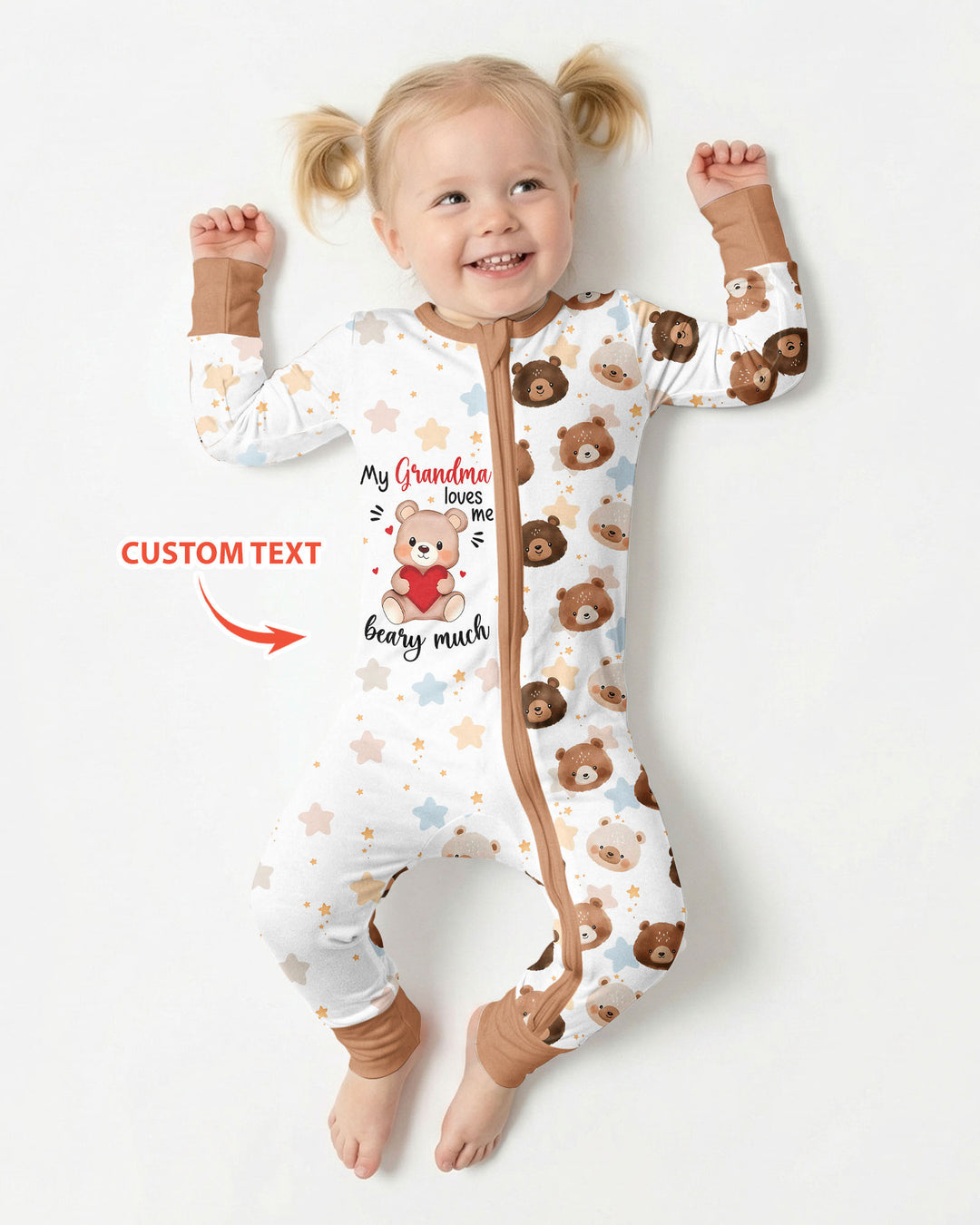 Personalized My Grandma Loves Me Beary Much Bamboo Convertible Zippy