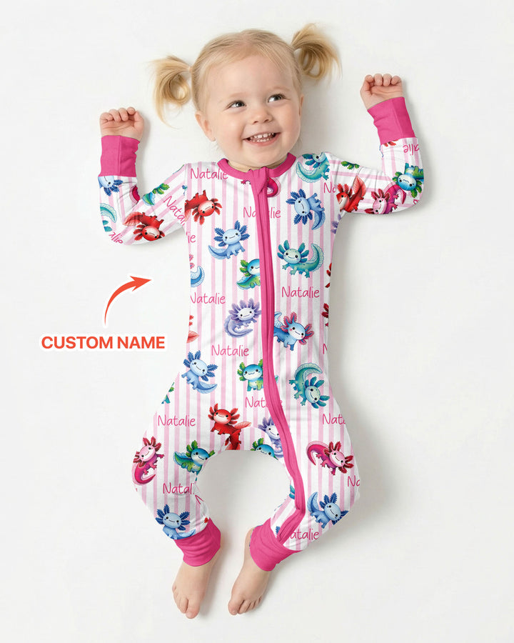 Cute Axololt Custom Name Bamboo Convertible Zippy