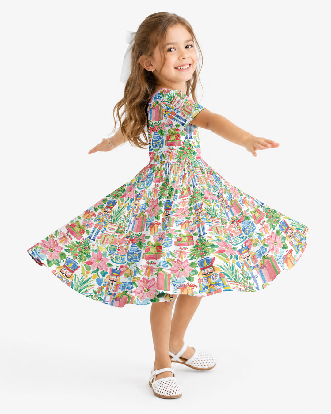 Watercolor Nutcracker Holiday Bamboo Twirl Dress
