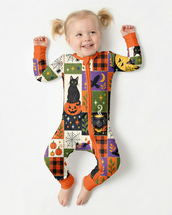 Halloween Black Cat Patchwork Bamboo Convertible Zippy