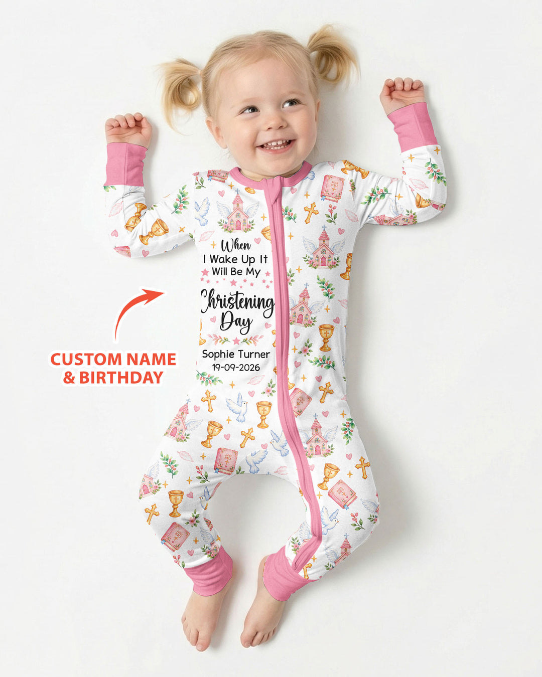 Personalized When I Wake Up It Will Be My Christening Day Bamboo Convertible Zippy