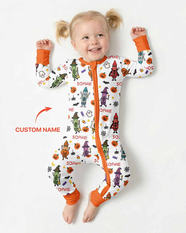 Custom Name Halloween Crayon Bamboo Convertible Zippy