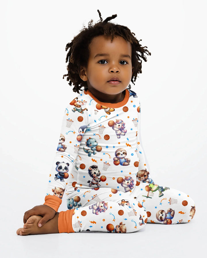 Zweiteiliges Langarm-Pyjama-Set mit Sommerfrüchten