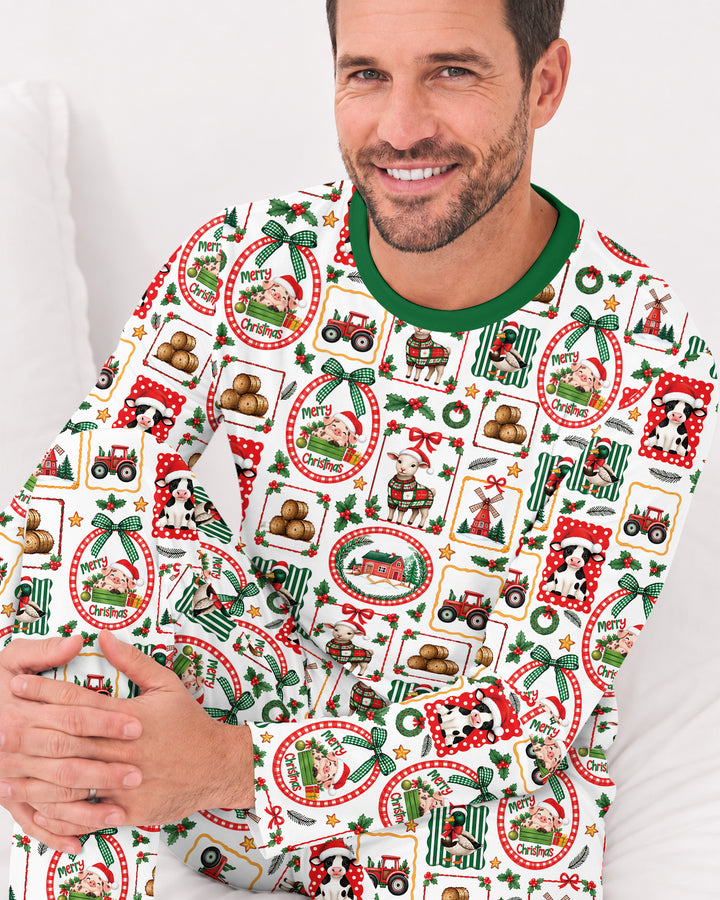 Christmas Farm Animals Bamboo Men's Pajama Set
