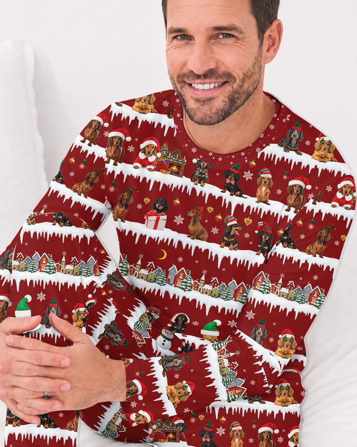 Dachshund Through The Snow Bamboo Men's Pajama Set