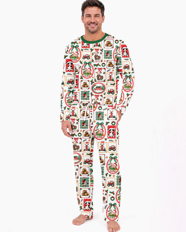 Christmas Farm Animals Bamboo Men's Pajama Set