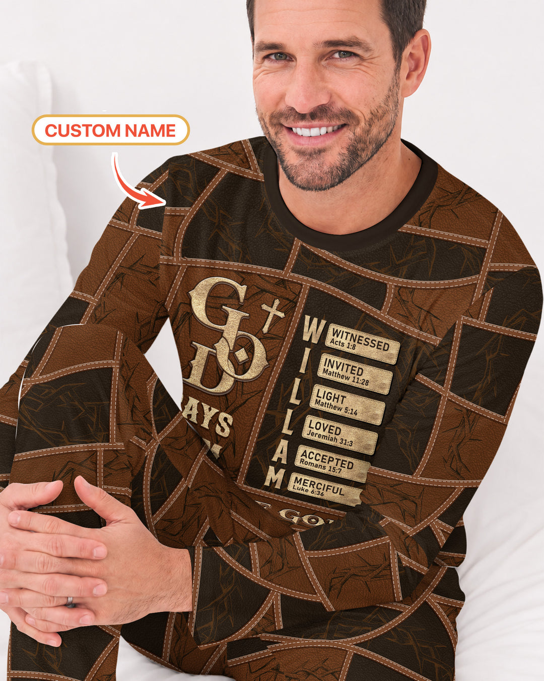 Personalized God Says I Am Letter In Bible Bamboo Men's Pajama Set