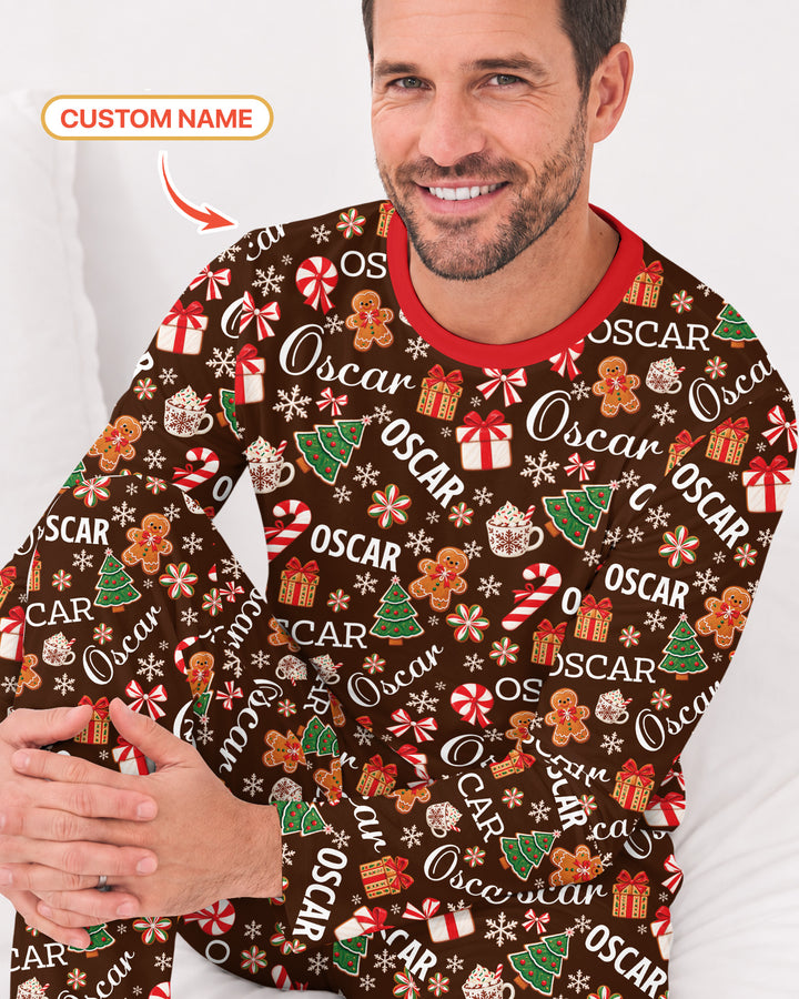 Merry Christmas Custom Name Bamboo Men's Pajama Set