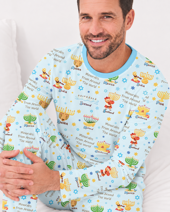 Menorahs From Around The World Bamboo Men's Pajama Set