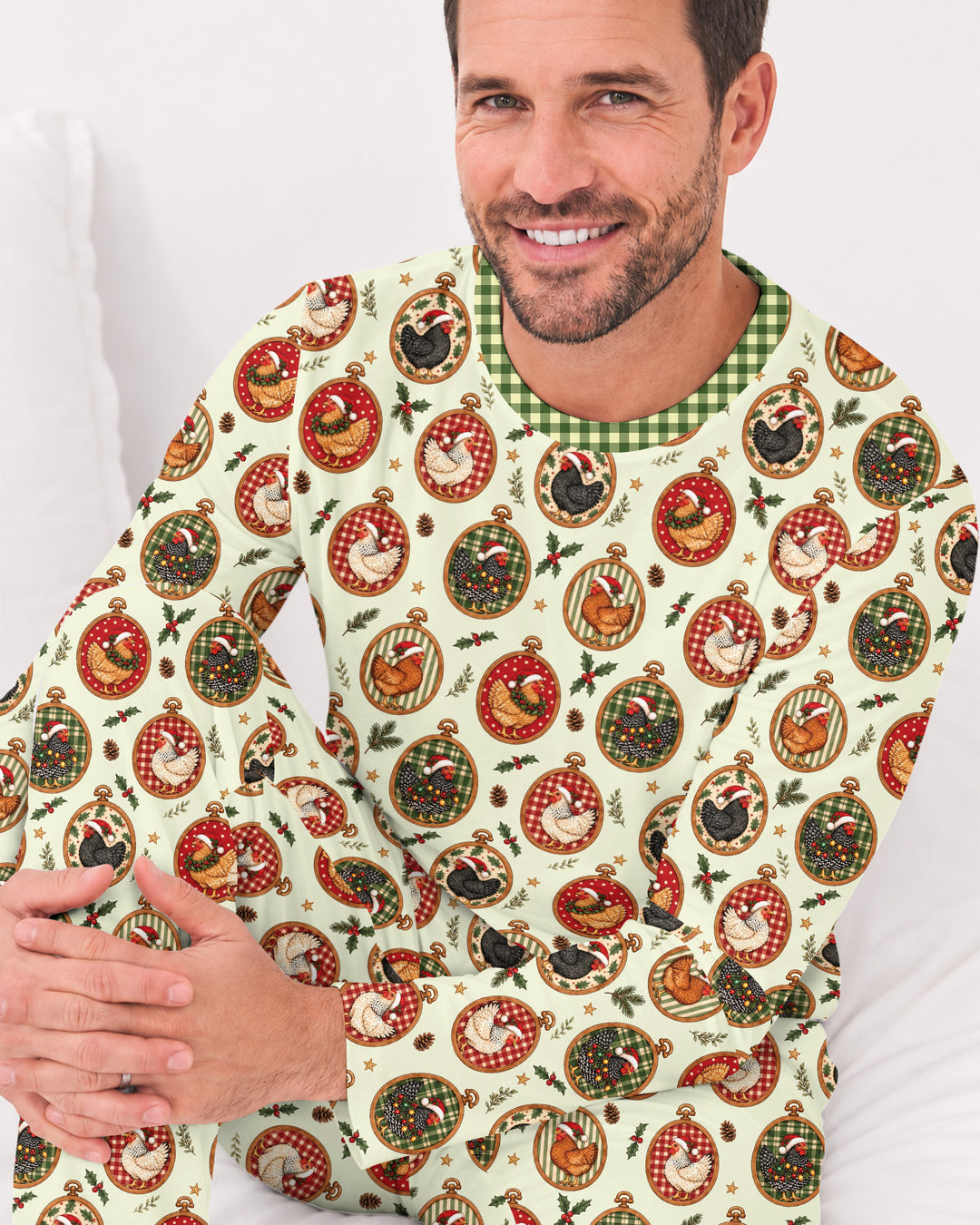 Chicken Merry Clucking Christmas Bamboo Men's Pajama Set