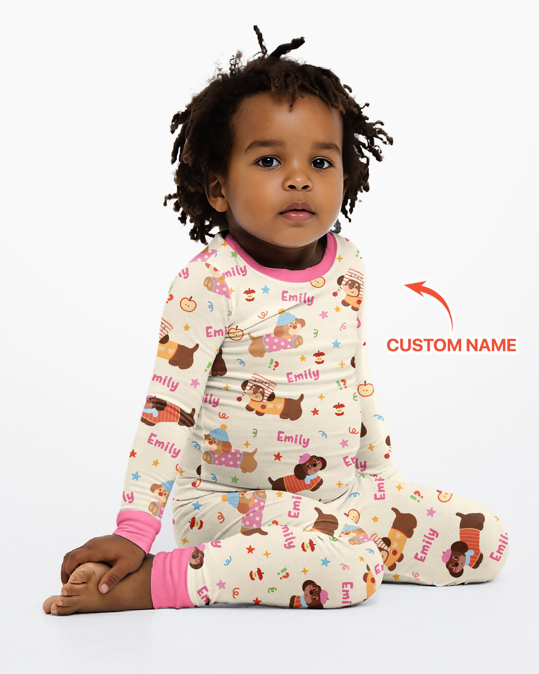 Cute Cozy Puppy Bamboo Two Piece Long Sleeve Pajama Set