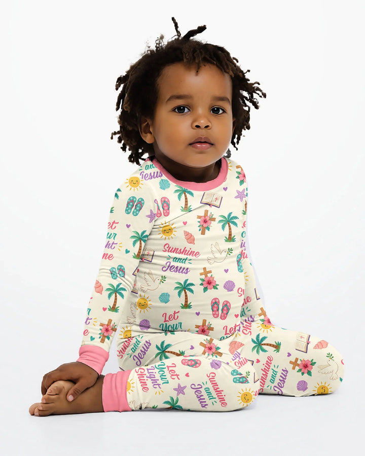Zweiteiliges Langarm-Pyjama-Set mit Sommerfrüchten