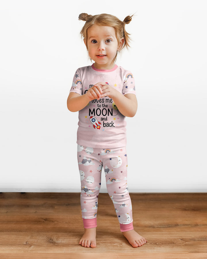 My Grandma Loves Me To The Moon And Back Bamboo Two Piece Short Sleeve Pajama Set