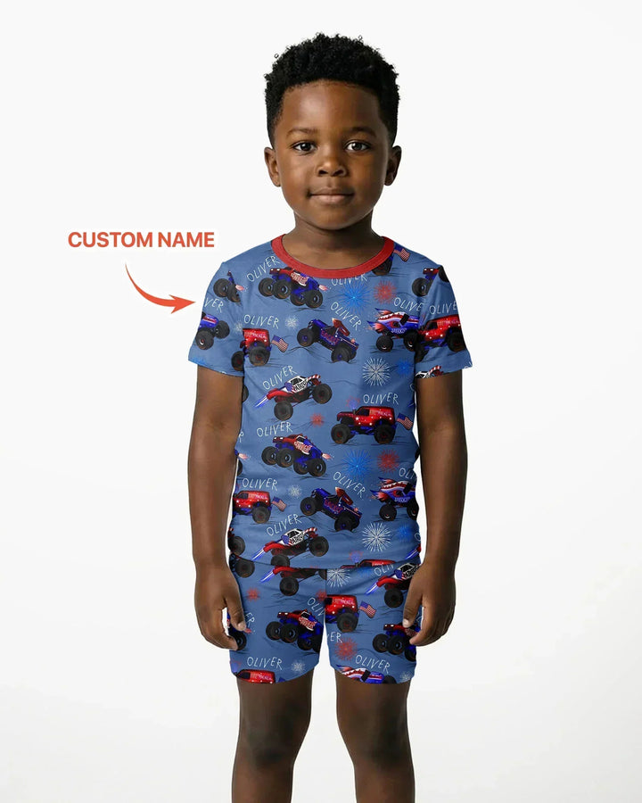 Zweiteiliges Pyjama-Set mit kurzen Ärmeln und Shorts im Sommer-Design