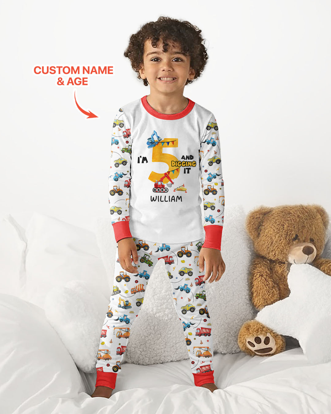 I'm Digging It Birthday - Personalized Name & Age Bamboo Two Piece Long Sleeve Pajama Set