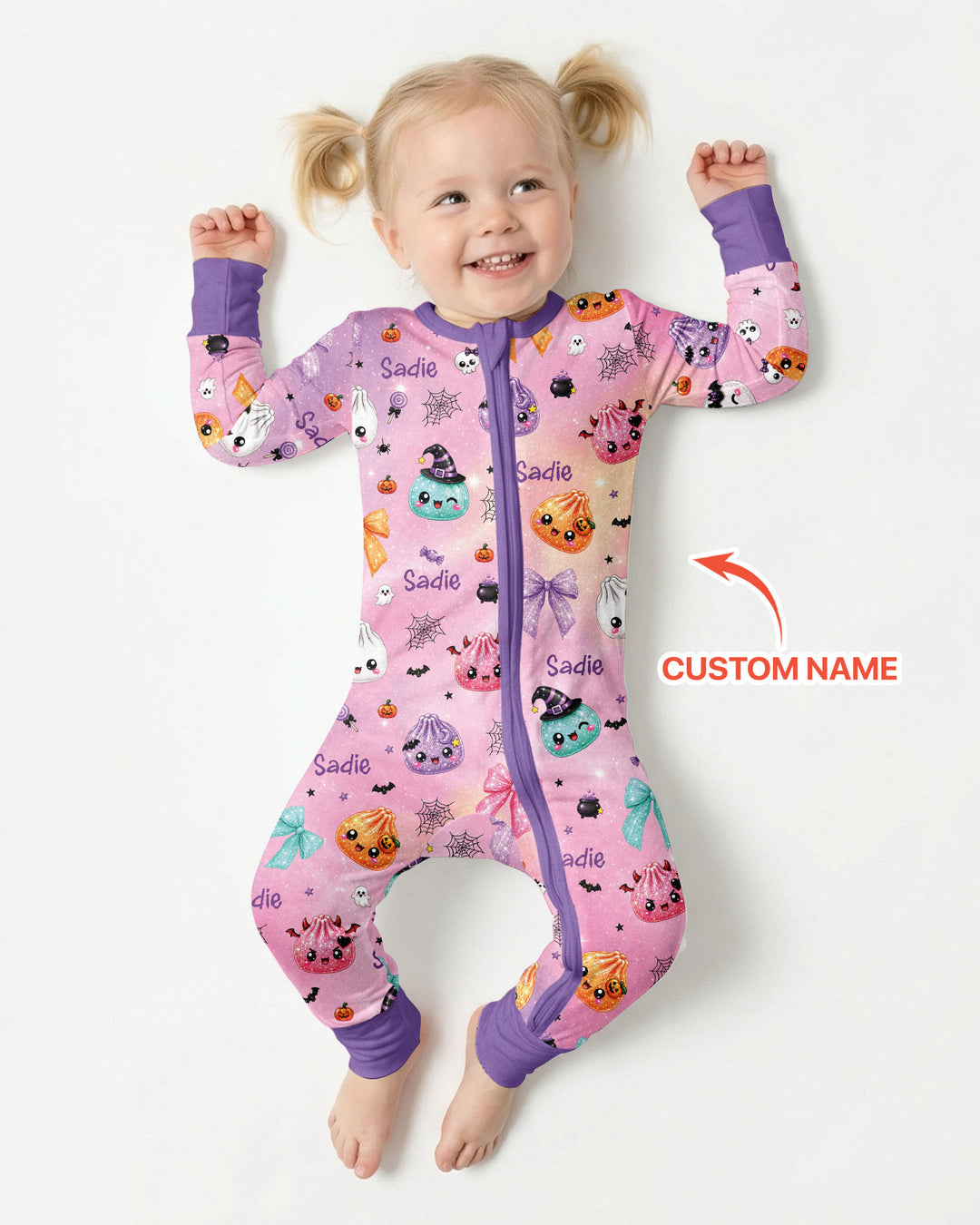 Custom Name Spooky Dumpling Bamboo Convertible Zippy