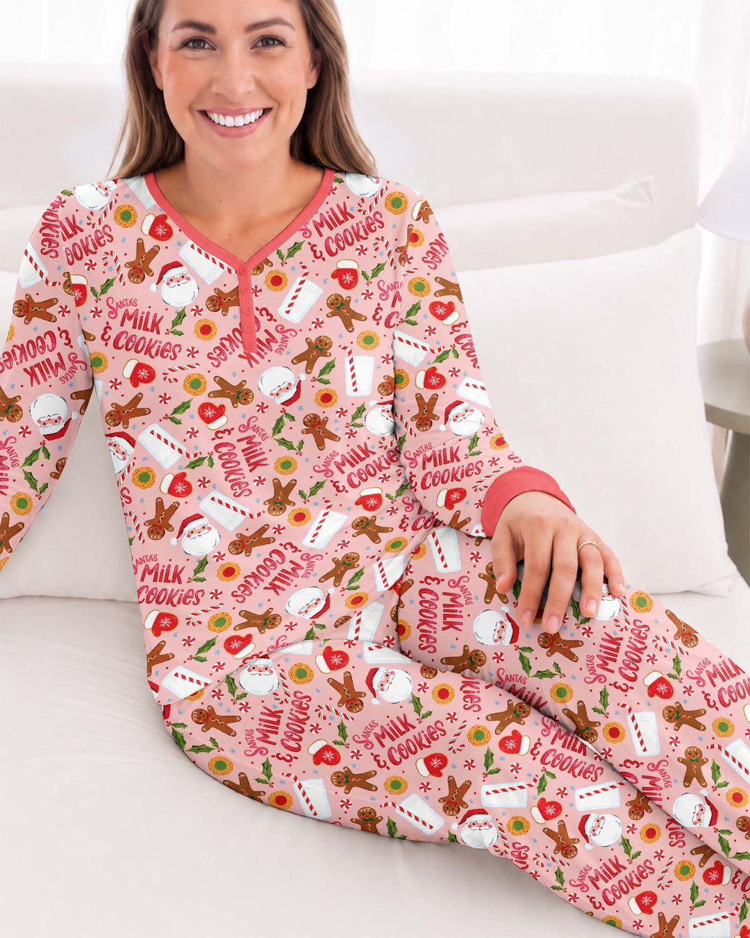 Santas, Milk and Cookies Bamboo Women Pajama Set